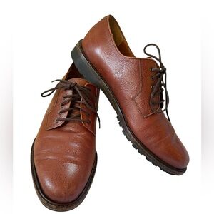 Salvatore Ferragamo men Studio Brown Pebbled Leather Oxford Lace-Up Shoes 8.5 D